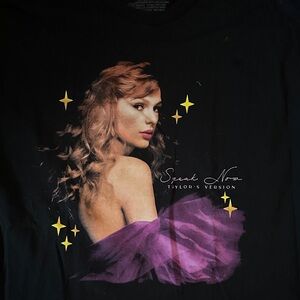 Taylor Swift Black Tee with Purple and Yellow Accents